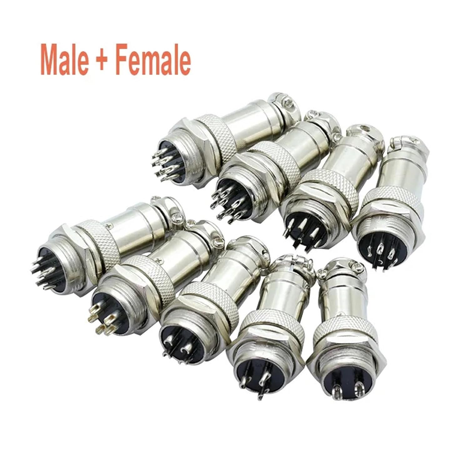 10Pcs/lot GX16 Jack Male/Female 2/3/4/5/6/7/8/9/10Pins 16mm L70-78 Circular Socket Panel XLR Wire Connectors(Male Insert,6Pin)