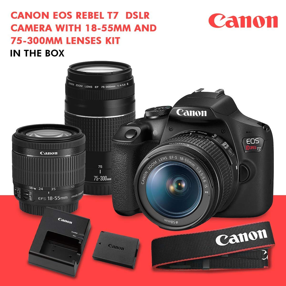 Amazon.com : Canon T7 EOS Rebel DSLR Camera with 18-55mm and 75