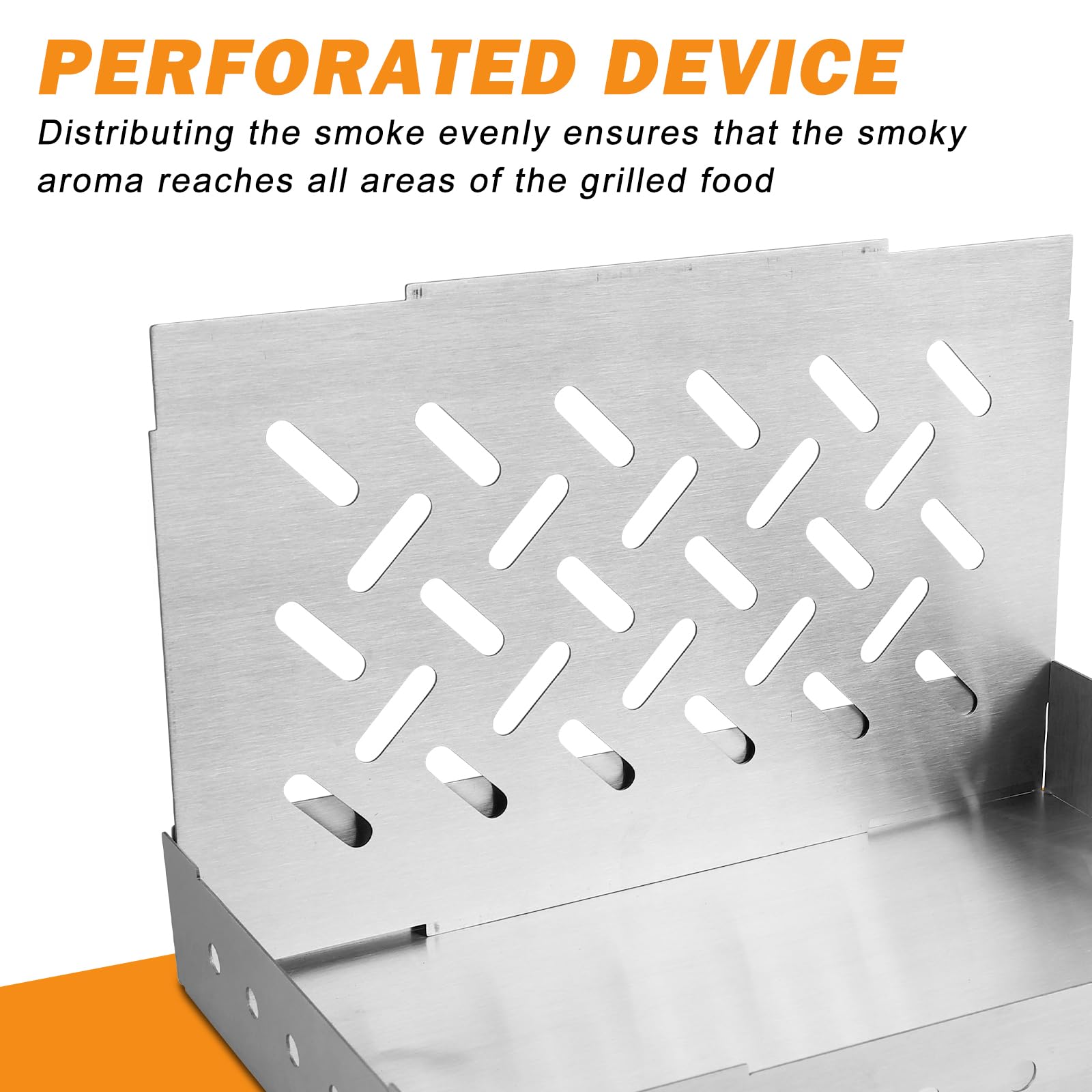 Scatola per Affumicatura in Acciaio Inox: Cassa per Affumicatura per Griglie per Fumatori di Carne Accessori, Smoker Box per Barbecue a Gas e Barbecue a Carbonella(21 x 13,5 x 3,5cm）