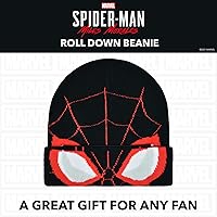 Vista 6 de Concept One Marvel Spider-Man Miles Morales Roll Down Cuff Beanie Hat, Knitted Winter Skull Cap