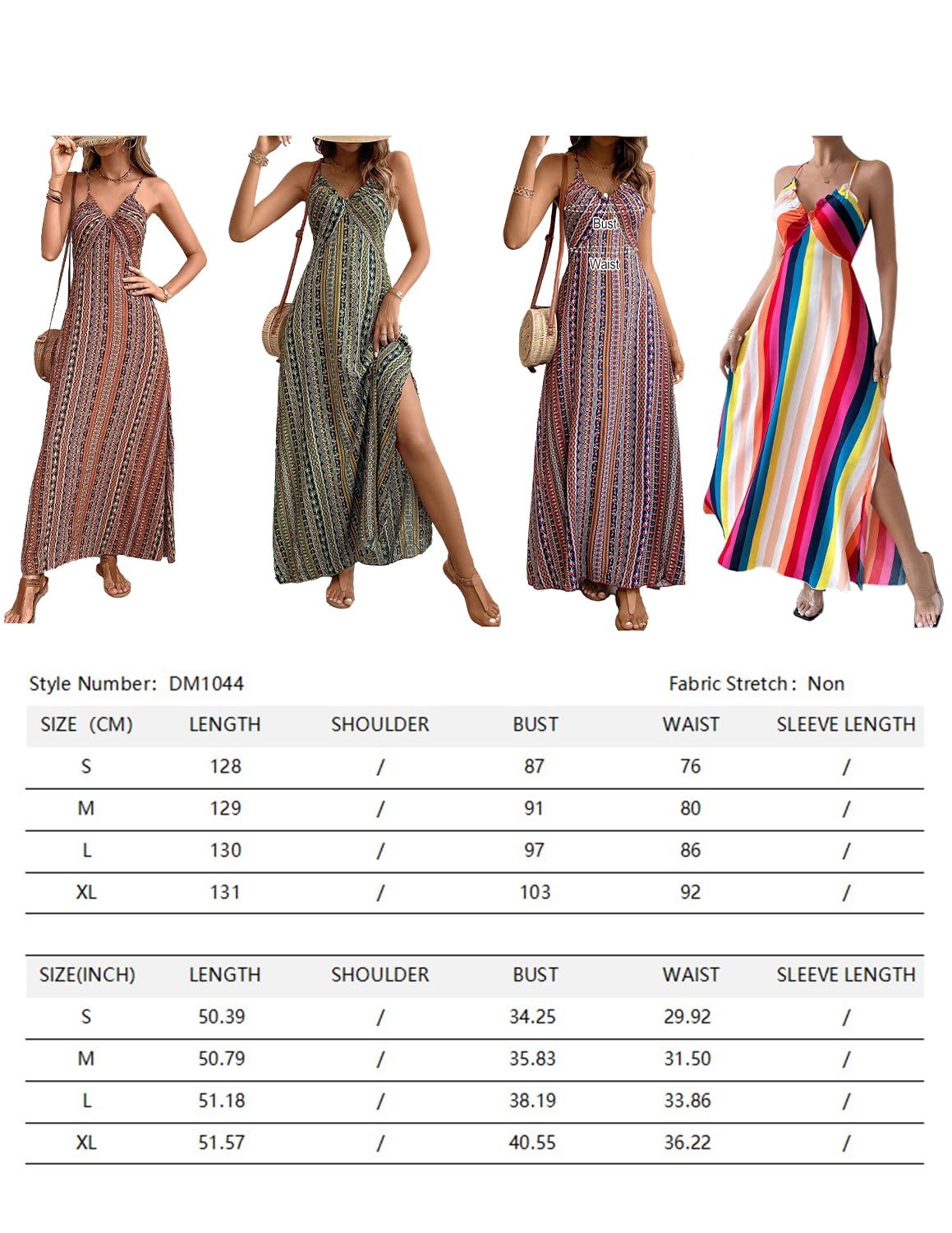 Femme Robe Style Ethnique sans Manches Col en V Eté Bohème Plage Robes Elégante Longue Décontractée Taille Haute Ourlet Robe à Fourche