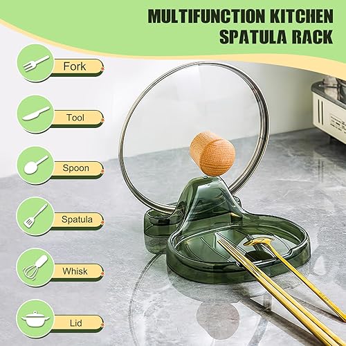 Miniatura 6 de 2 espátulas de cocina multifuncionales, soporte versátil para tapa de olla, soporte de cuchara de plástico de grado alimenticio para múltiples