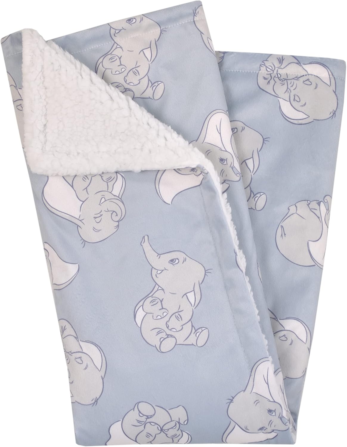 Disney Dumbo Sweet Little Baby Light Blue and White Super Soft Sherpa Baby Blanket - Image 3