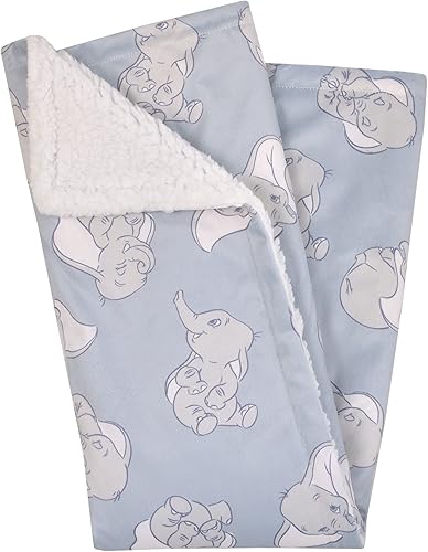 Miniatura 3 de Disney Dumbo Dulce Pequeña Manta de Bebé Azul Claro y Blanca de Sherpa Super Suave