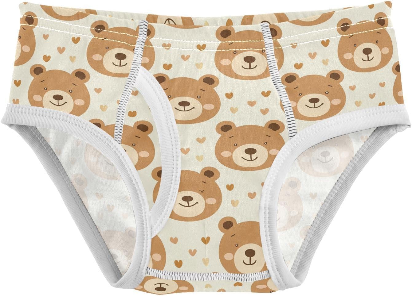 visesunny Boys Potty Training Underwear Cute Brown Bear Heart Breathe Cotton Briefs Size 2T-8Y for Toddler