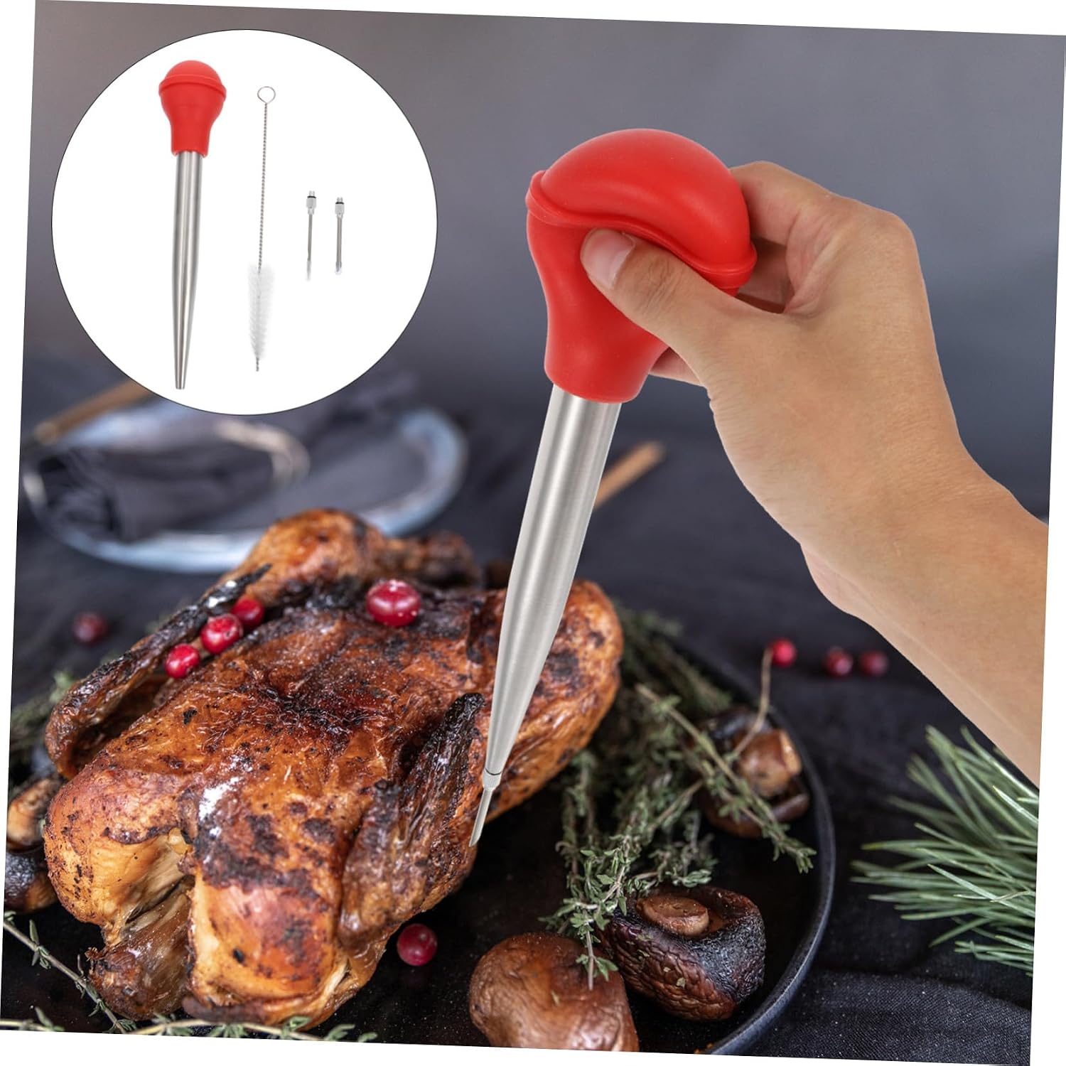 Unomor 1set Turkey Injector Kit Food-grade Marinade Injector for Bbq Easy Flavor Infusion Tool - Handle for Turkey
