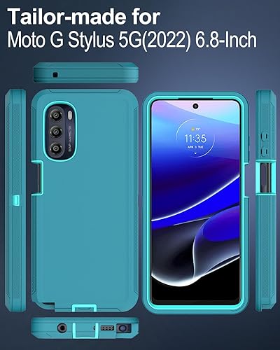 Miniatura 3 de Funda para teléfono Motorola Moto G Stylus 5G (2022), con protector de pantalla, cubierta de puerto a prueba de polvo, cubierta de goma de silicona