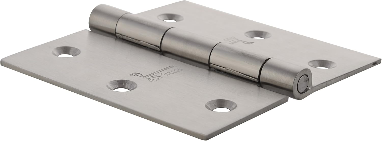 Ssiskcon Stainless Steel 3 inch Door Hinges Security Lock Pin Brushed Satin 303025SQ-SP-32D Heavy- Pack of 2