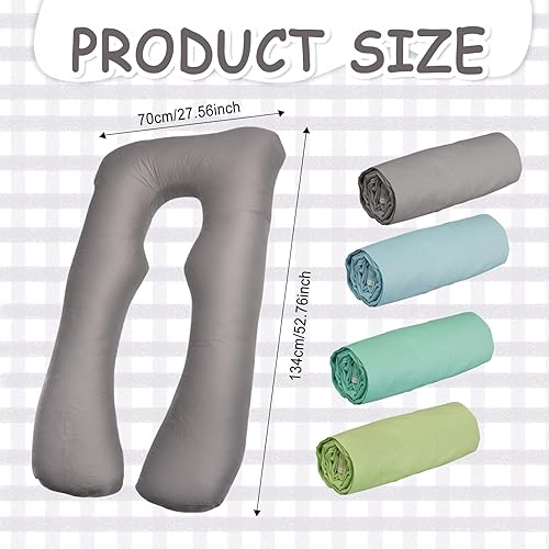 Miniatura 2 de 4 fundas de almohada de embarazo de 52 x 27 pulgadas, solo de algodón, en forma de U, funda de almohada corporal suave y transpirable