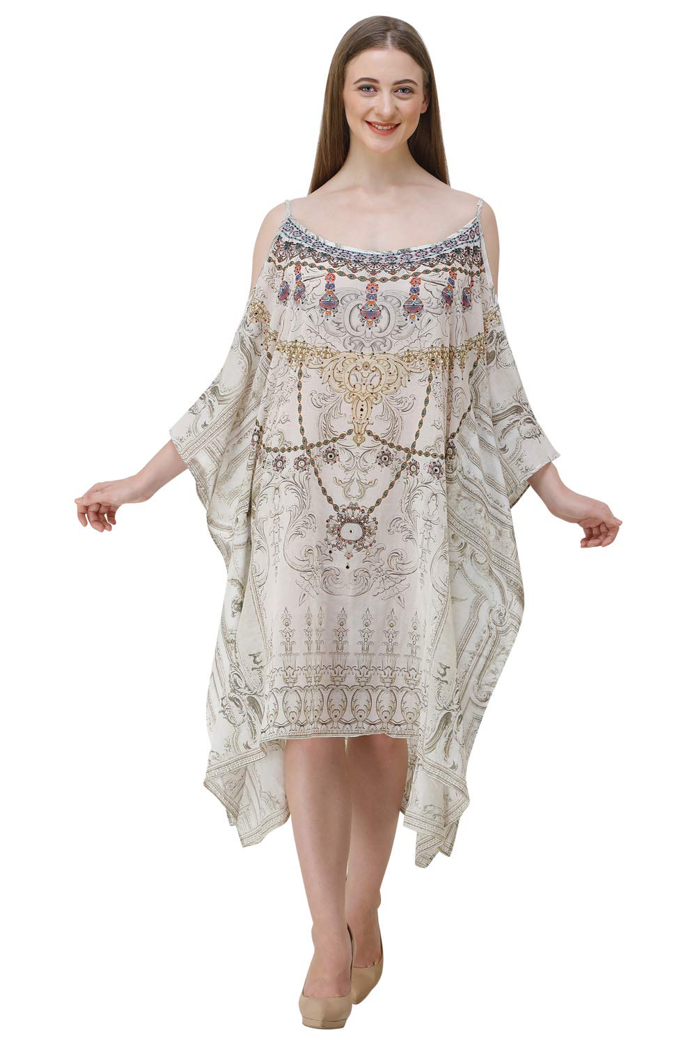 dressprinted Digital Printed Kaftan Dress for Women – Round Crepe Fabric – Free Size S to 4XL – Beach & Lounge Wear Multicolour-picture-12