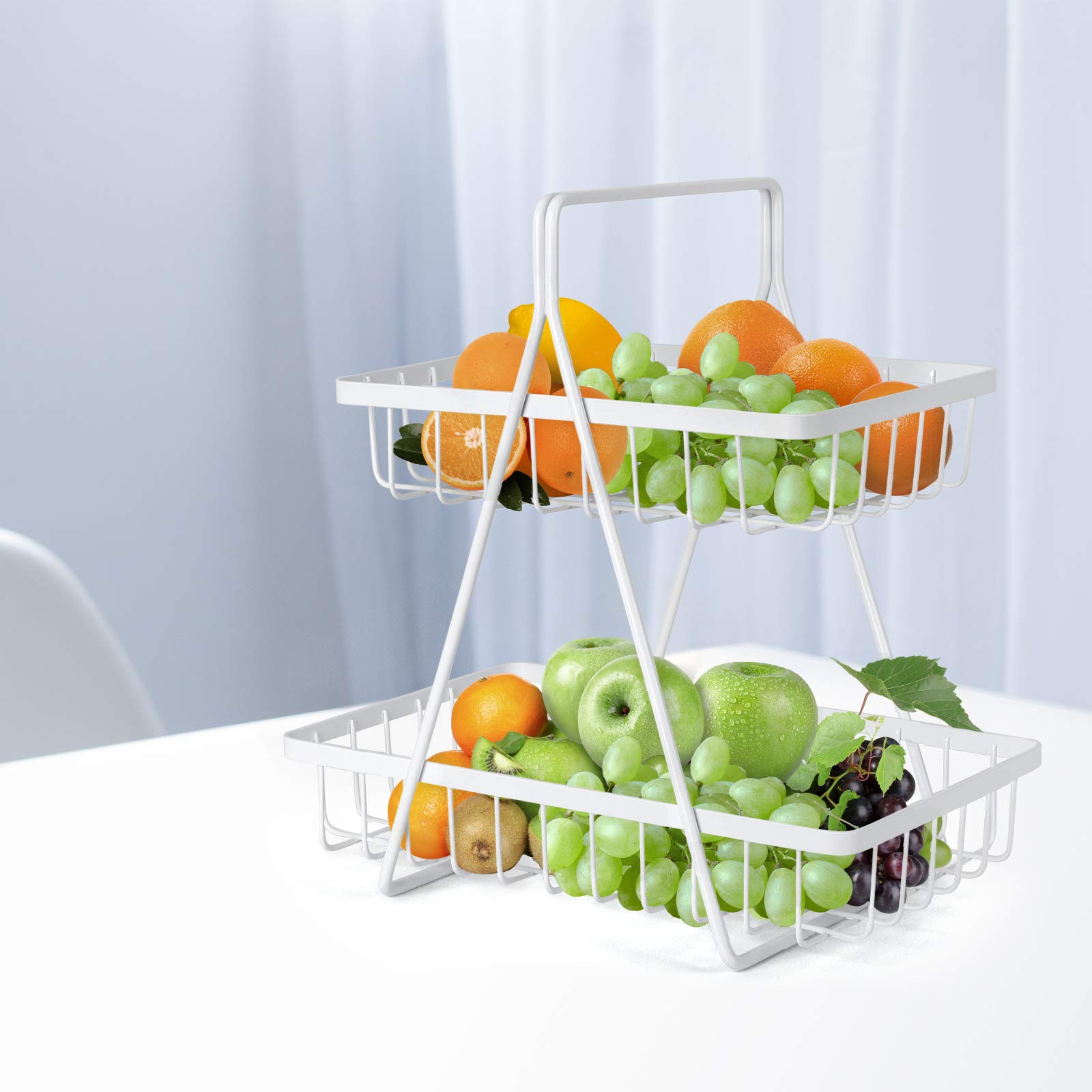 RISVOWO Corbeille à Fruits à 2 éTages, Corbeille à Fruits En MéTal