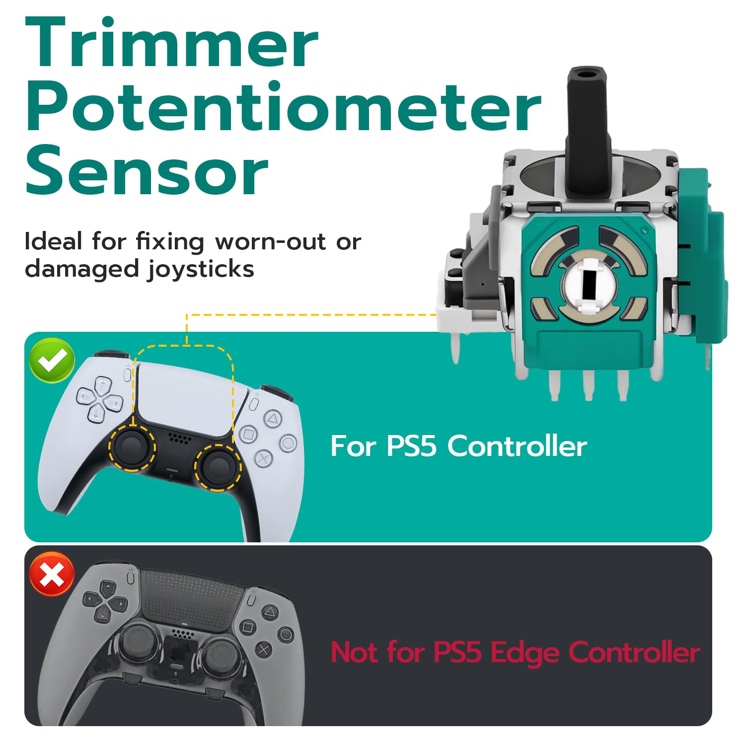 Tolesum 10 sztuk 2,3k czujnika potencjometru trymera do kontrolera PS5, części zamienne do czujnika kontrolera PS5 do naprawy joysticka