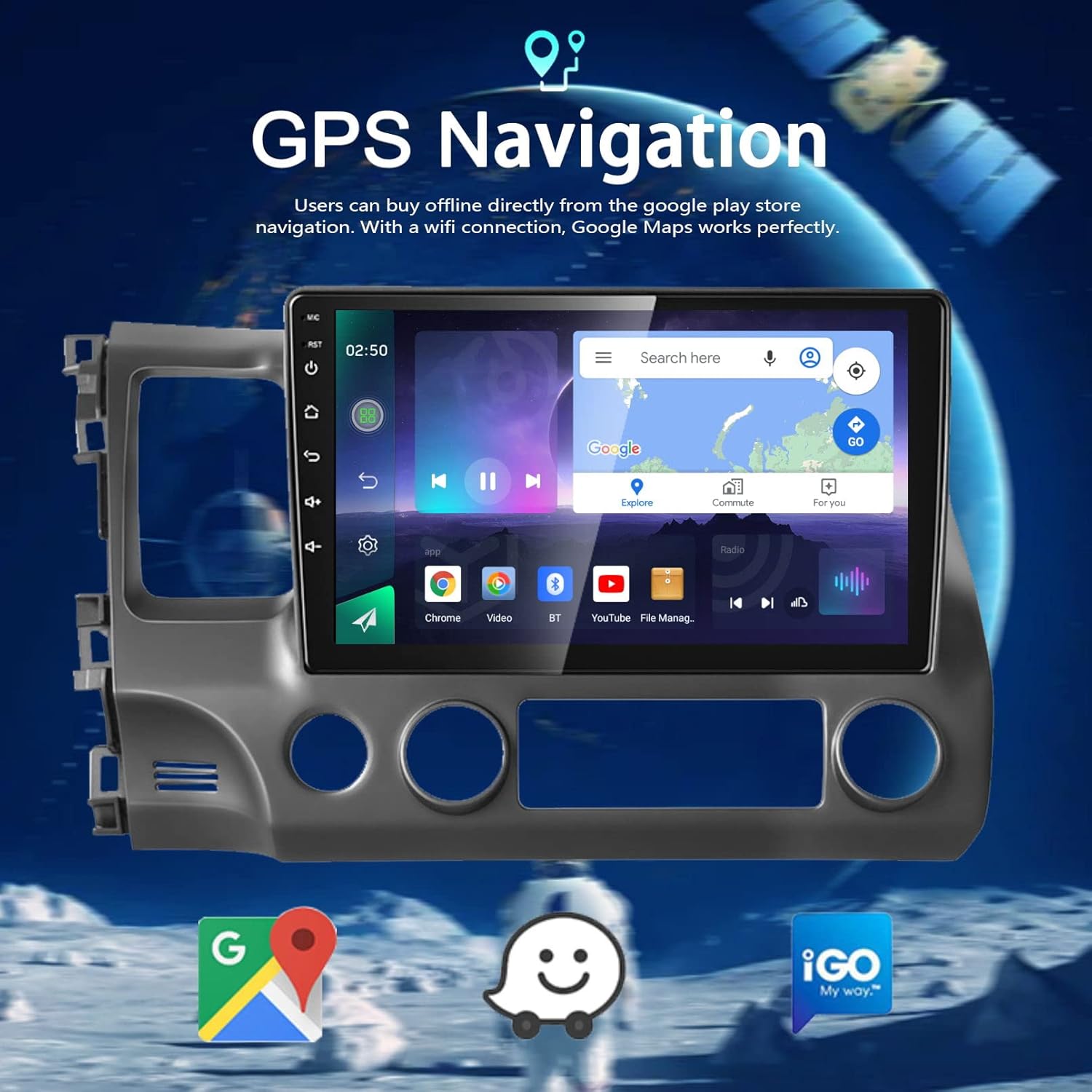 car stereo android 12 for honda civic 2006 2011 multimedia player gps navigation 10 inch hd touch screen audio receiver 232 gb support iosandroid m