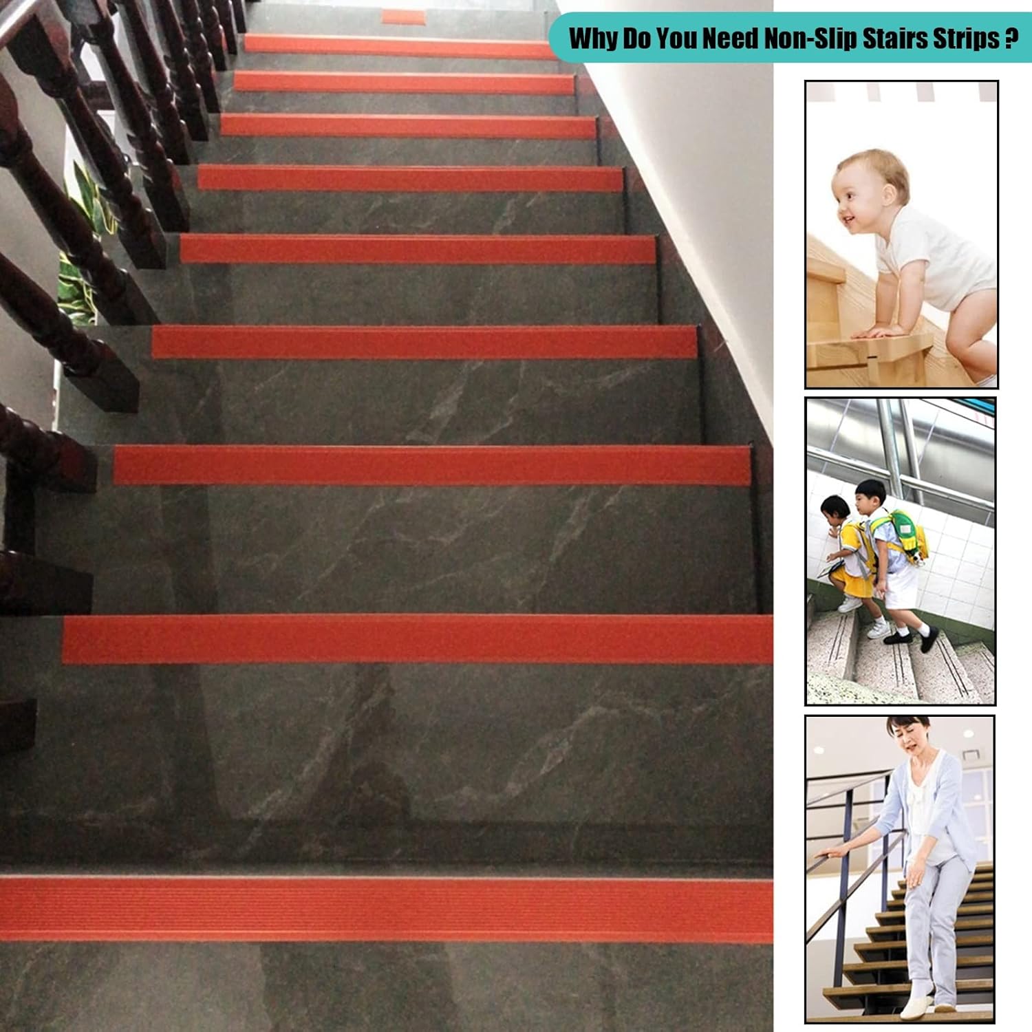 Door Strip Threshold Transition Strip Outdoor Slope Non-Skid Floor Strip, Self Adhesive Steps Tape Stairs Treads for Hallway, Floor Gaps Cover Strips, 1.57 Inch