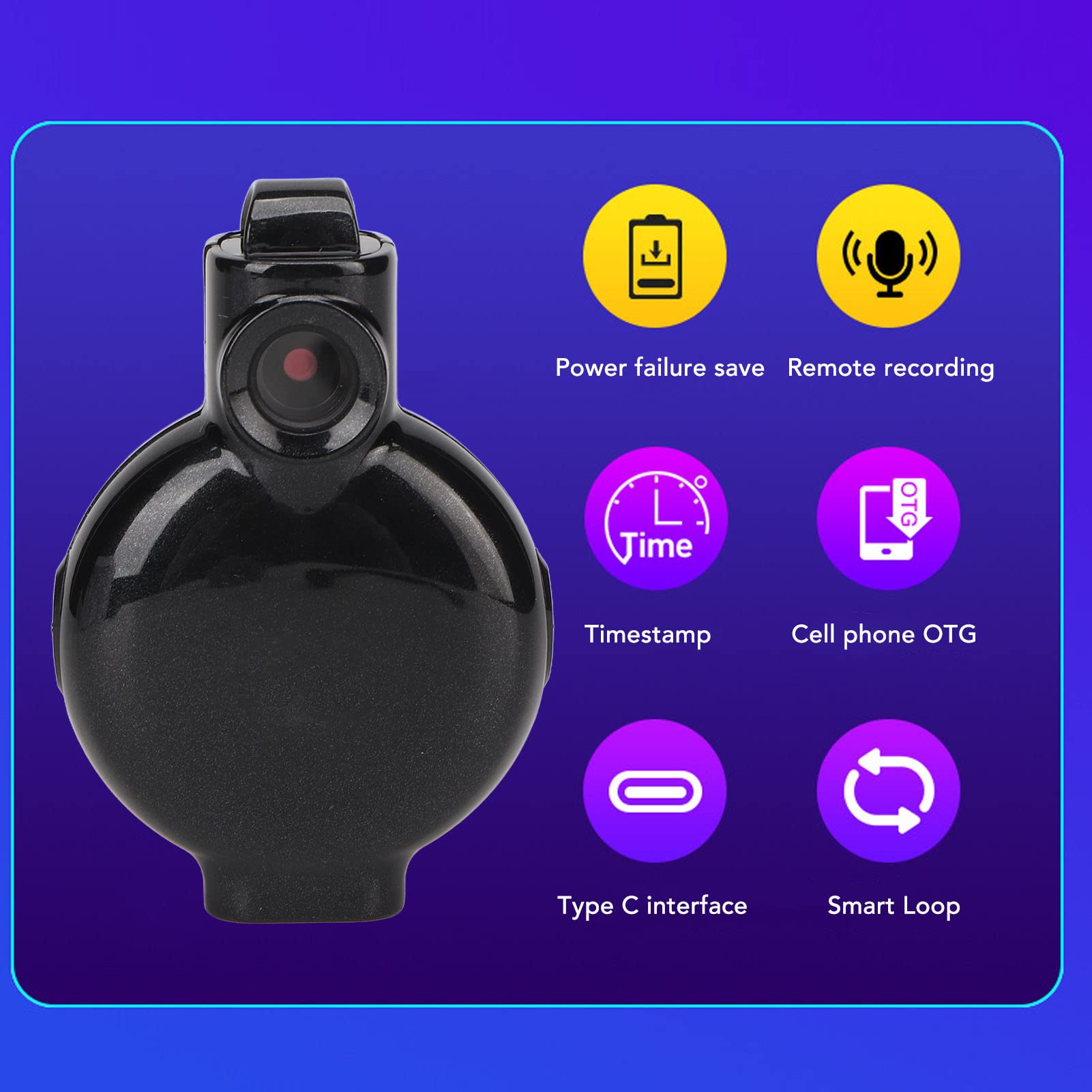 Septpenta Mini Telecamera 1080P, Telecamera Indossabile con Grande Obiettivo Grandangolare, Batteria al Litio 400 mAh, Telecamera Piccola per Tata, Telecamera Minuscola per Casa e Ufficio(16 GB)