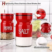 Vista 4 de Juego de saleros y pimenteros, saleros y pimenteros de granja con agujeros ajustables para verter, salero y pimentero moderno, salero rojo