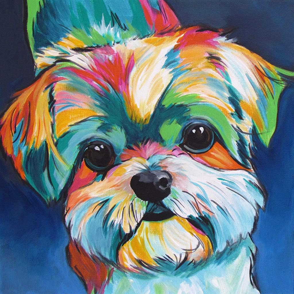 DIY Oil Paint by Numbers for Adults and Kids,Acrylic Paintworks for Beginners and Experienced Hobby Painters(16X20 Cute Dog)