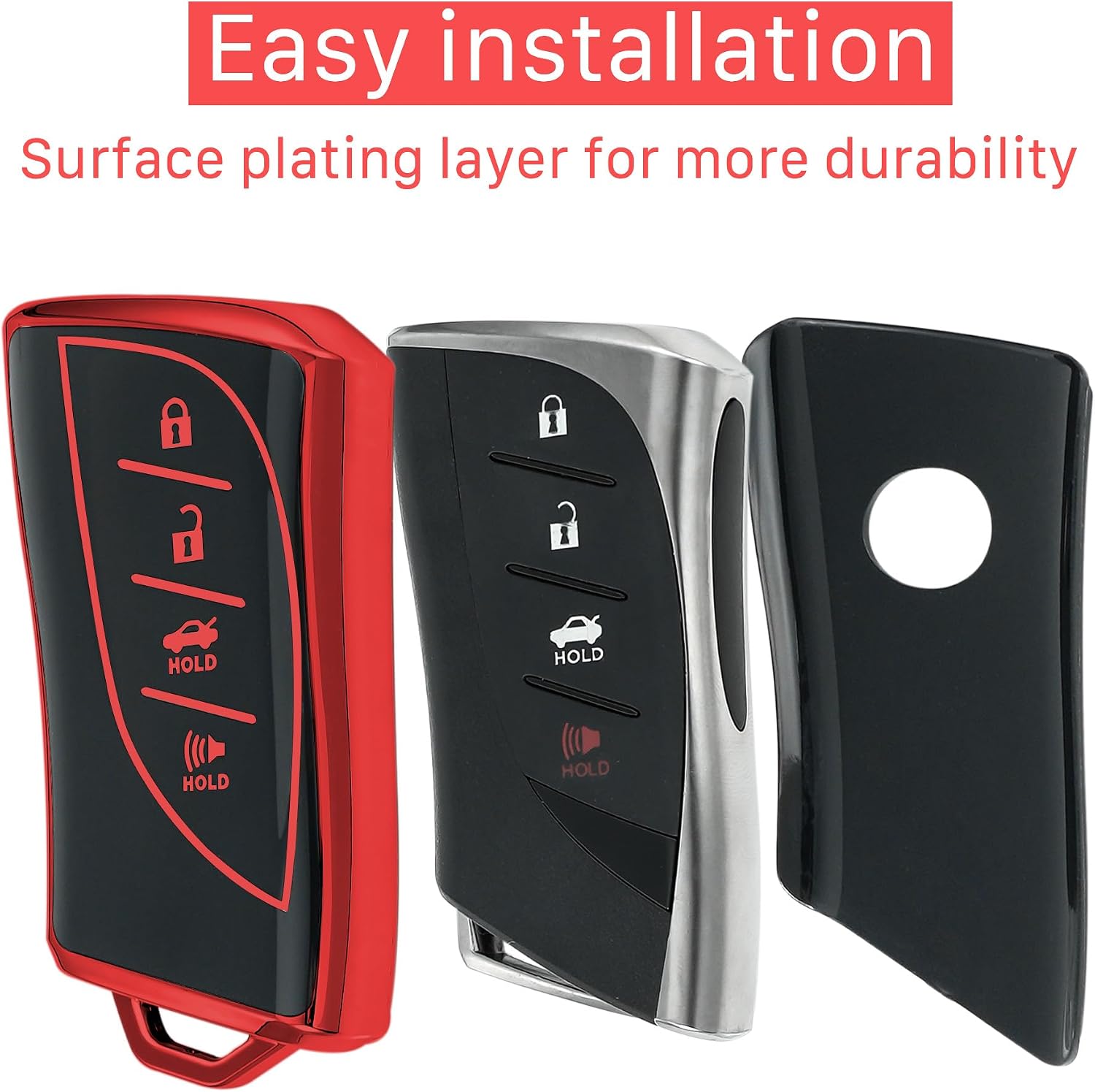 Kirsnda key fob cover case compatible with lexus 2023 2024 2025 ES250 ES300h RX350 NX250 NX350 GX550 LC LS TX ect new Smart Remote Key TPU Protection Key Case(red)