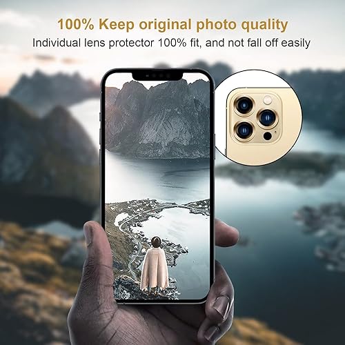 Miniatura 14 de Jeluse [Paquete de 2 protectores de lente de cámara diseñados para iPhone 13 Pro/iPhone 13 Pro Max, protector de pantalla de vidrio templado 9H