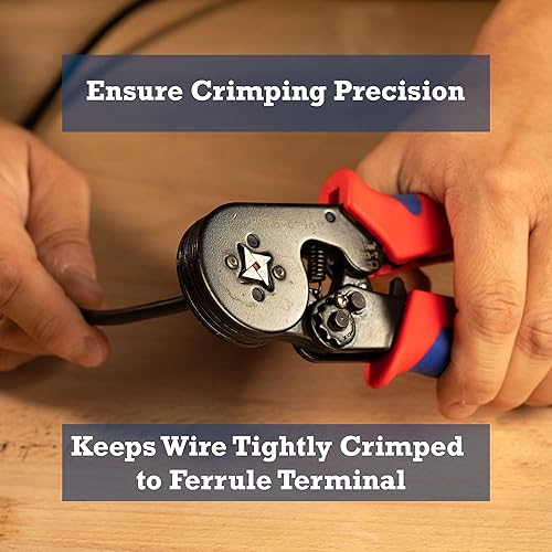 Miniatura 4 de Rebuild Skills Herramienta de prensado de virola AWG24-16, herramienta de prensado premium para terminales de cable, cables manguitos finales ideal