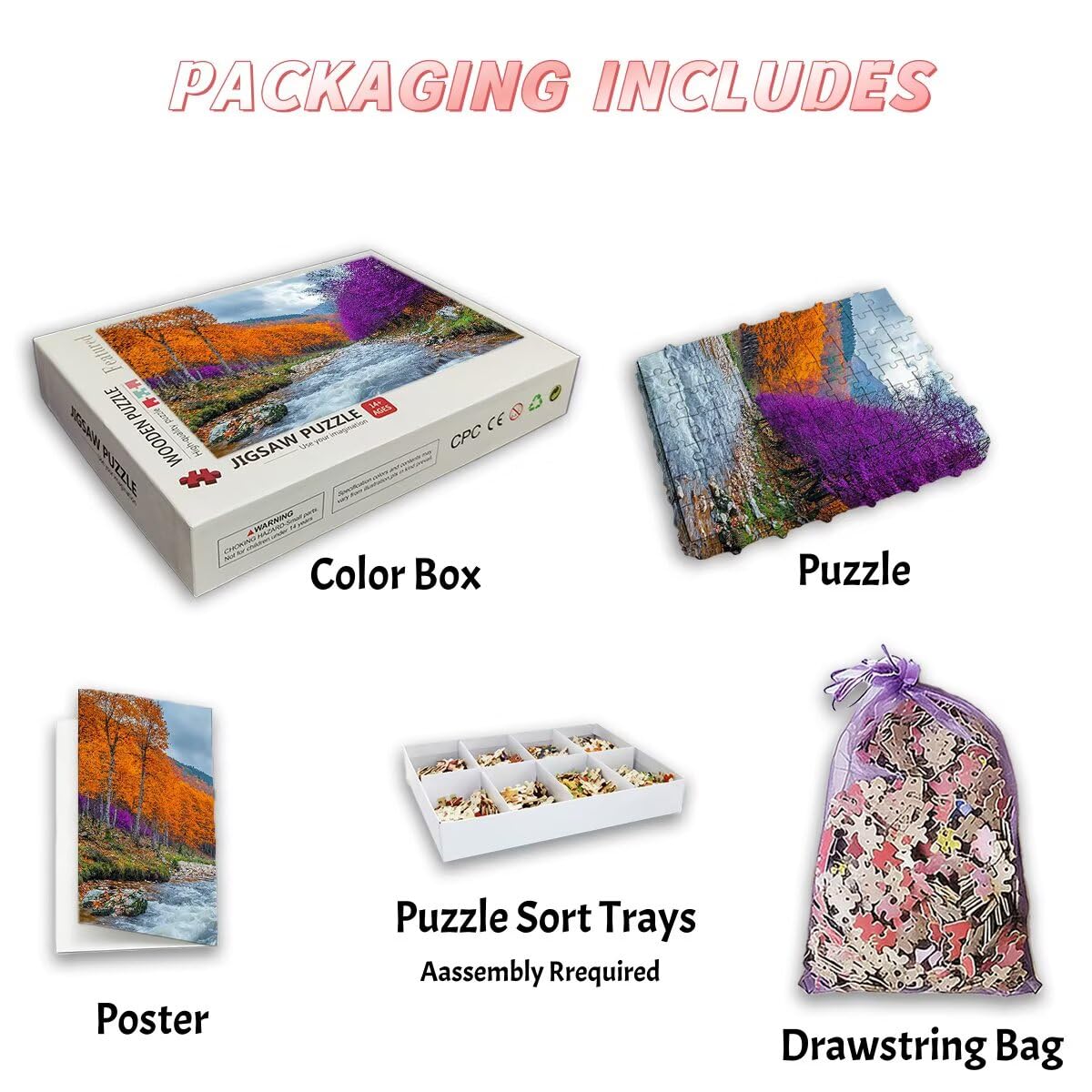Puzzle 5000 sztuk dla dorosłych krajobrazy, jesienne puzzle 5000 sztuk dla dorosłych, drewniane puzzle z pudełkiem na prezent rozmiar 156 x 105 cm, wyzwanie puzzle dla całej rodziny, prezent -2428