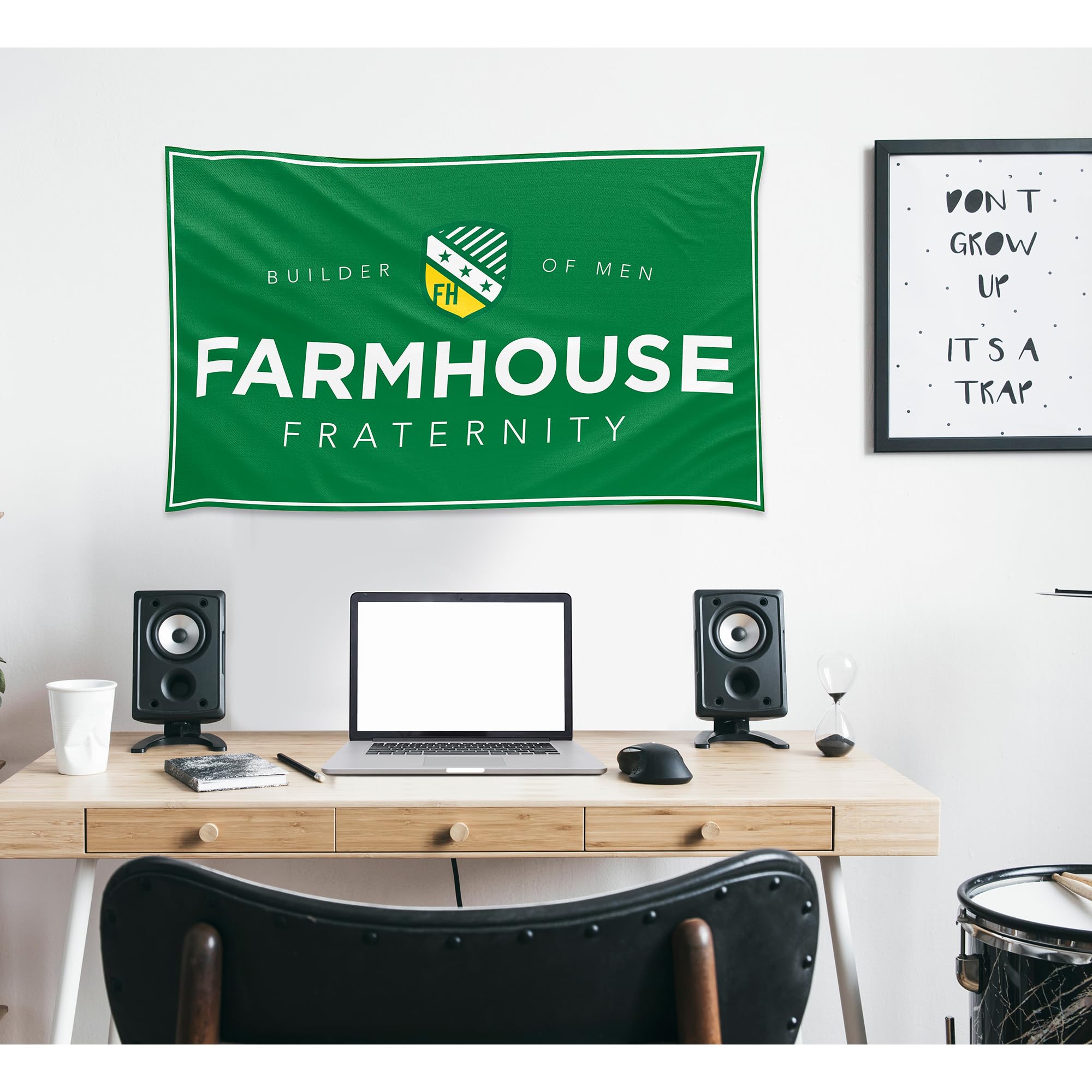 Bauernhaus-Flagge, 90 x 150 cm, Wanddekoration, für den Innen- und Außenbereich, Messingösen, Doppelnaht (Farmhouse 2)