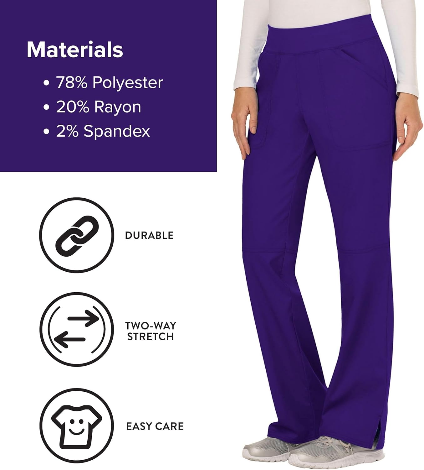 Cherokee Women Scrub Pant with Straight Leg Pull-on Pant Medical Bottom with 4 Pocket & 2-Way Stretch Fabric - WW110 - Image 5