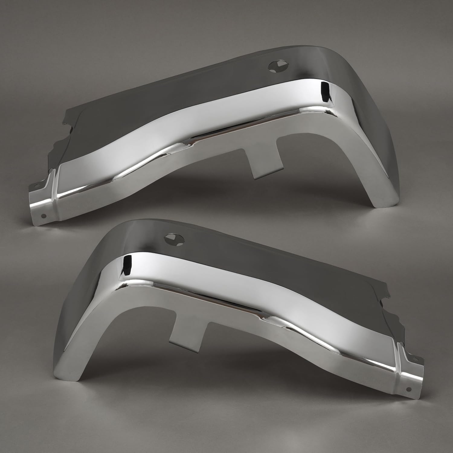 KUAFU Rear Bumper End Cap Corner Cover Compatible with 2019-2023 Ford Ranger W/Park Sensors Holes Driver & Passenger Side Replacement For FO1102395, KB3Z17906E Steel Chrome -Silvery Pair