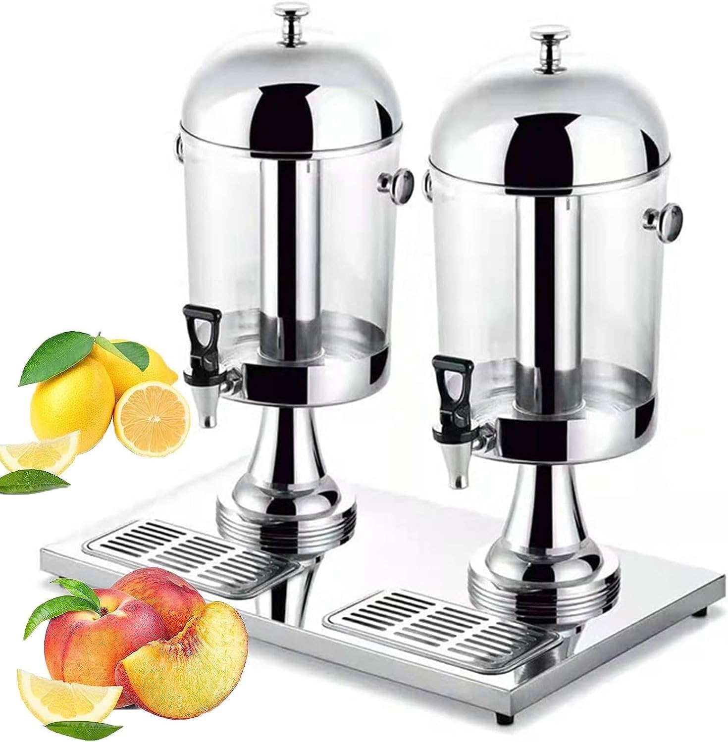 JYBNBBE Drink Dispenser with tap, Commercial Heavy Duty Beverage Dispenser, Stainless Steel Cold Juice Dispenser, for Party (Silver 16L)