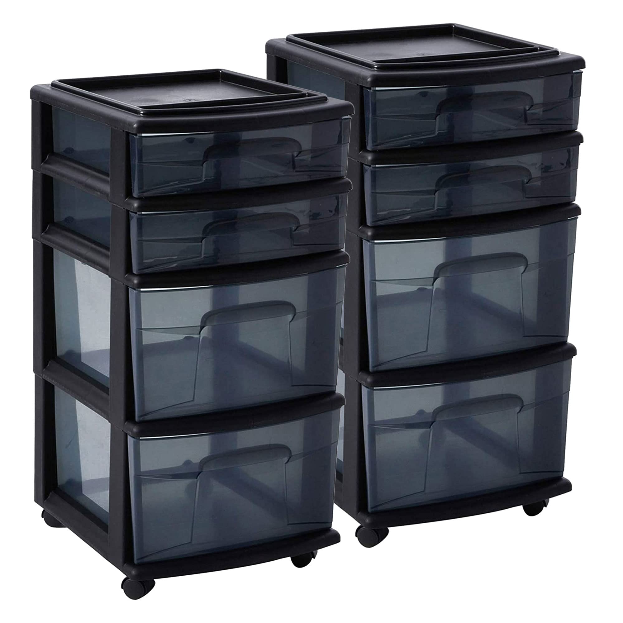 Amazon.com: HOMZ 2-Pack 4-Drawer Plastic Storage Cart, Home & Office ...