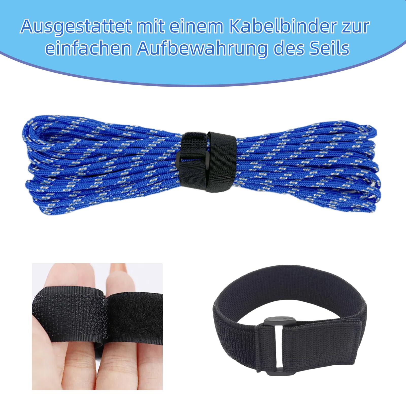 Cuerda de polipropileno paracord de 6 mm resistente al deshilachado, cuerda de nylon, cuerda para botes, cuerda de repuesto, cuerda para exteriores, cabo marino, azul, cuerda ppm para deportes