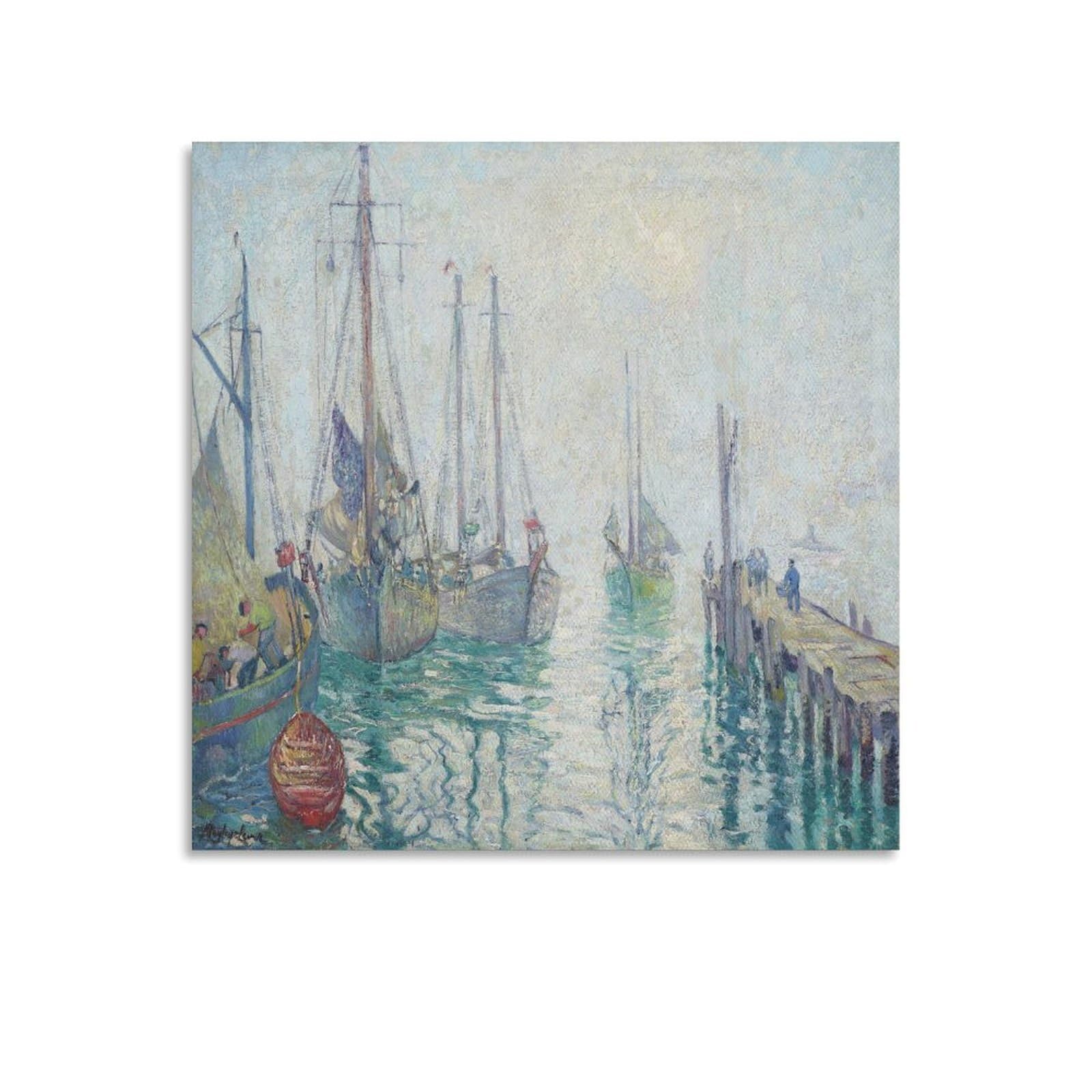KLAGCBDF Hayley Lever Fishing Boats, Gloucester Artworks Picture Print Poster Wall Art Painting Canvas Decor Home Posters 24x24inch(60x60cm)
