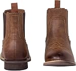J's.o.l.e Chelsea Cowboy Boots Men Western Ankle Booties Botte Cowboy Homme Slip On Dress Casual Work Boots Brown