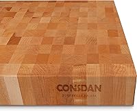 Vista 6 de CONSDAN Tabla de cortar de grano final, madera dura cultivada en Estados Unidos, bloque de carnicero de 20 x 15 pulgadas, arce duro con mango