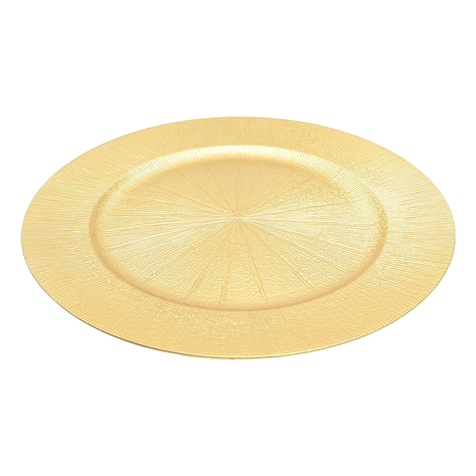 GXFCHYL 50Pcs Round Chargers Plates Bulk 13Inch Plastic Charger Serving Plates Reusable Plate for Table Setting Wedding Party Event Tabletop Setting Decor (Gold)