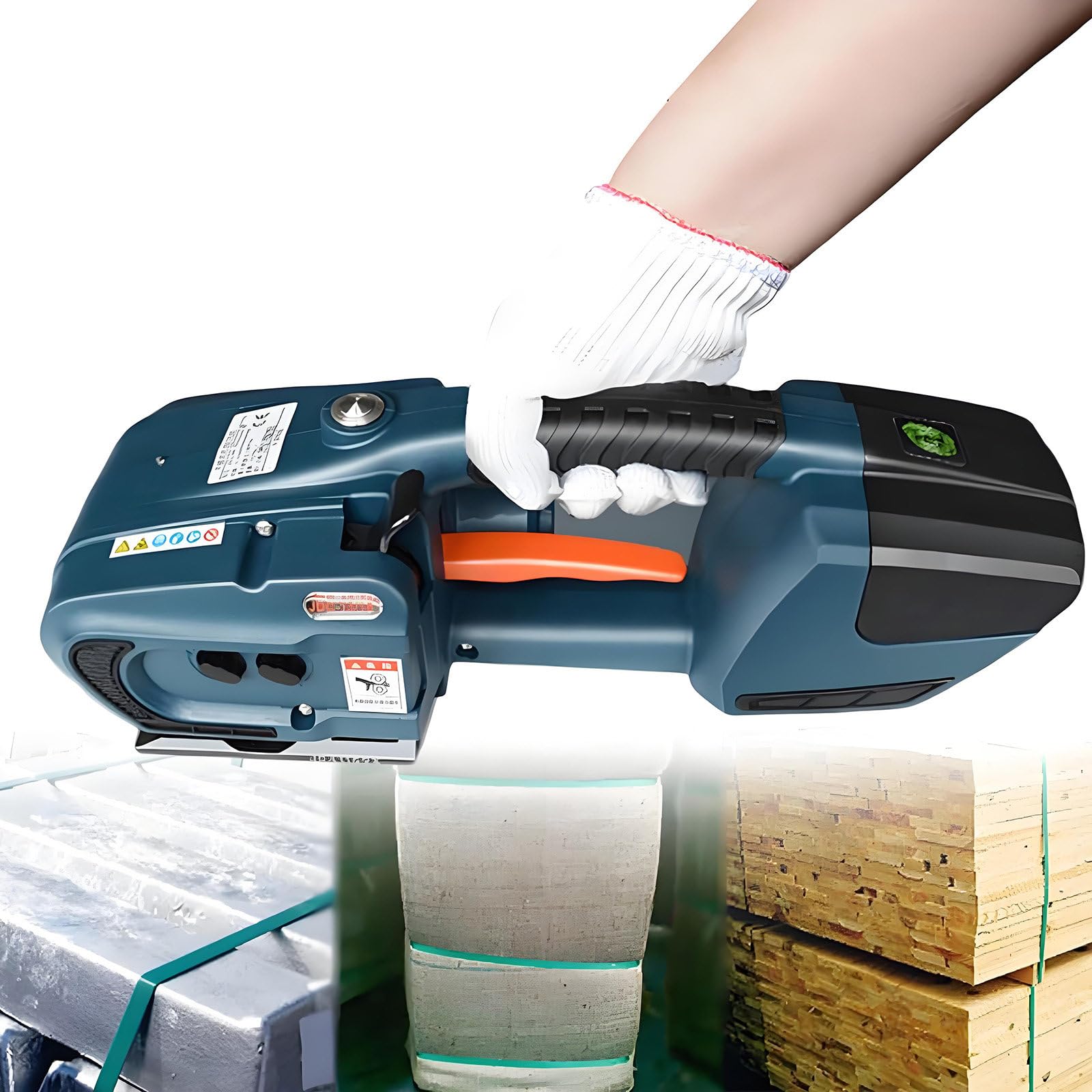 GUTYGIO Portable Electric Strapping Machine, Automatic Strapping Tool with 2x4000mAh Battery Handheld Banding Tools for Plastic Packaging Strapping Tensioner Baler for PP PET Strap 1*battery