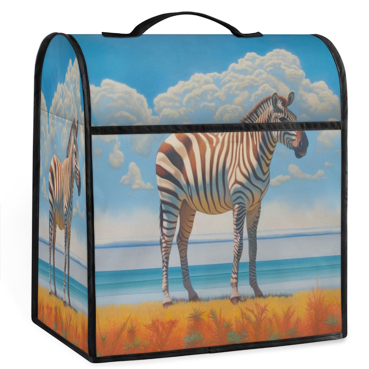 Coffee Maker Cover Animal Zebra Kitchen Appliance Covers Small Appliance Covers Blender Cover Juicer Cover Dust Covers for Kitchen Appliances with Top Handle and Pockets,Washable,C83