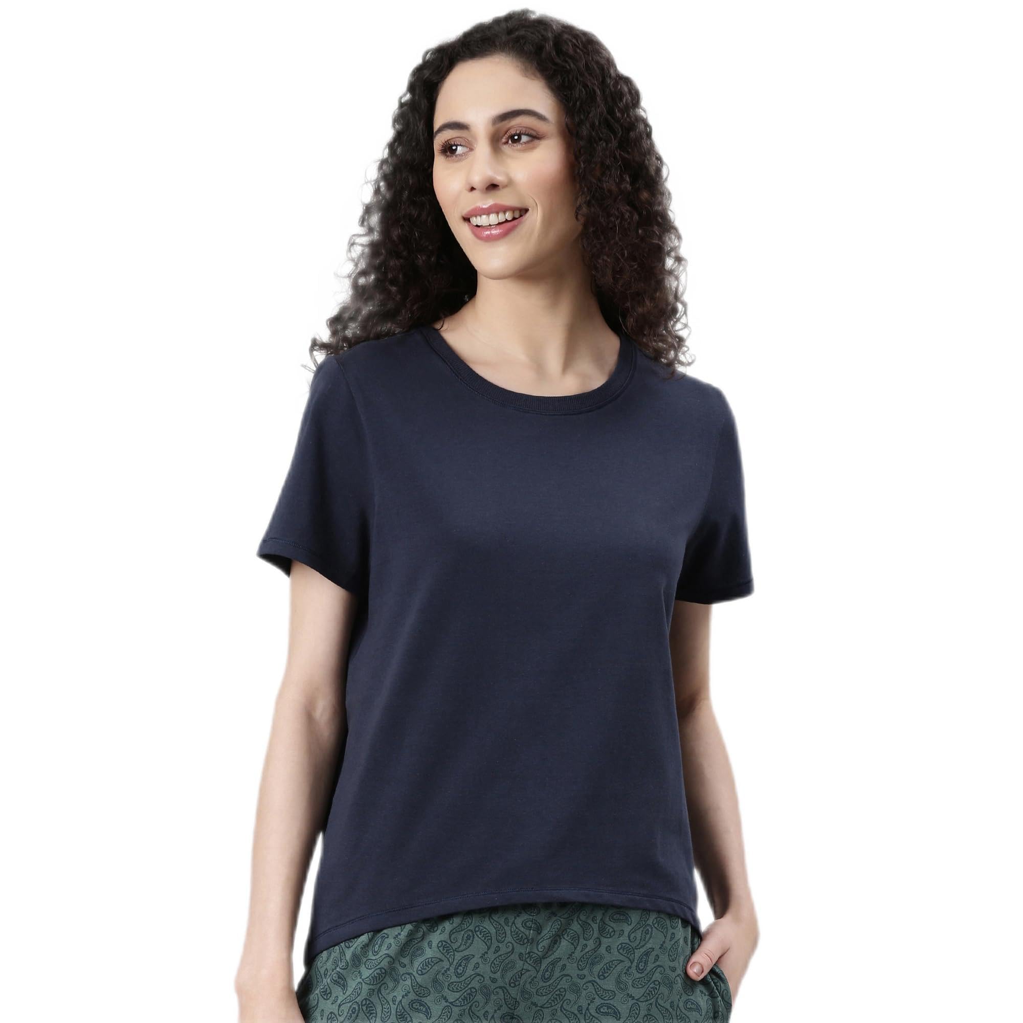 enamor Short Sleeve Crew Neck Regular Length Pull On High Low T-Shirt - Relaxed Soft, Breathable Stretch Cotton - E305-picture-15