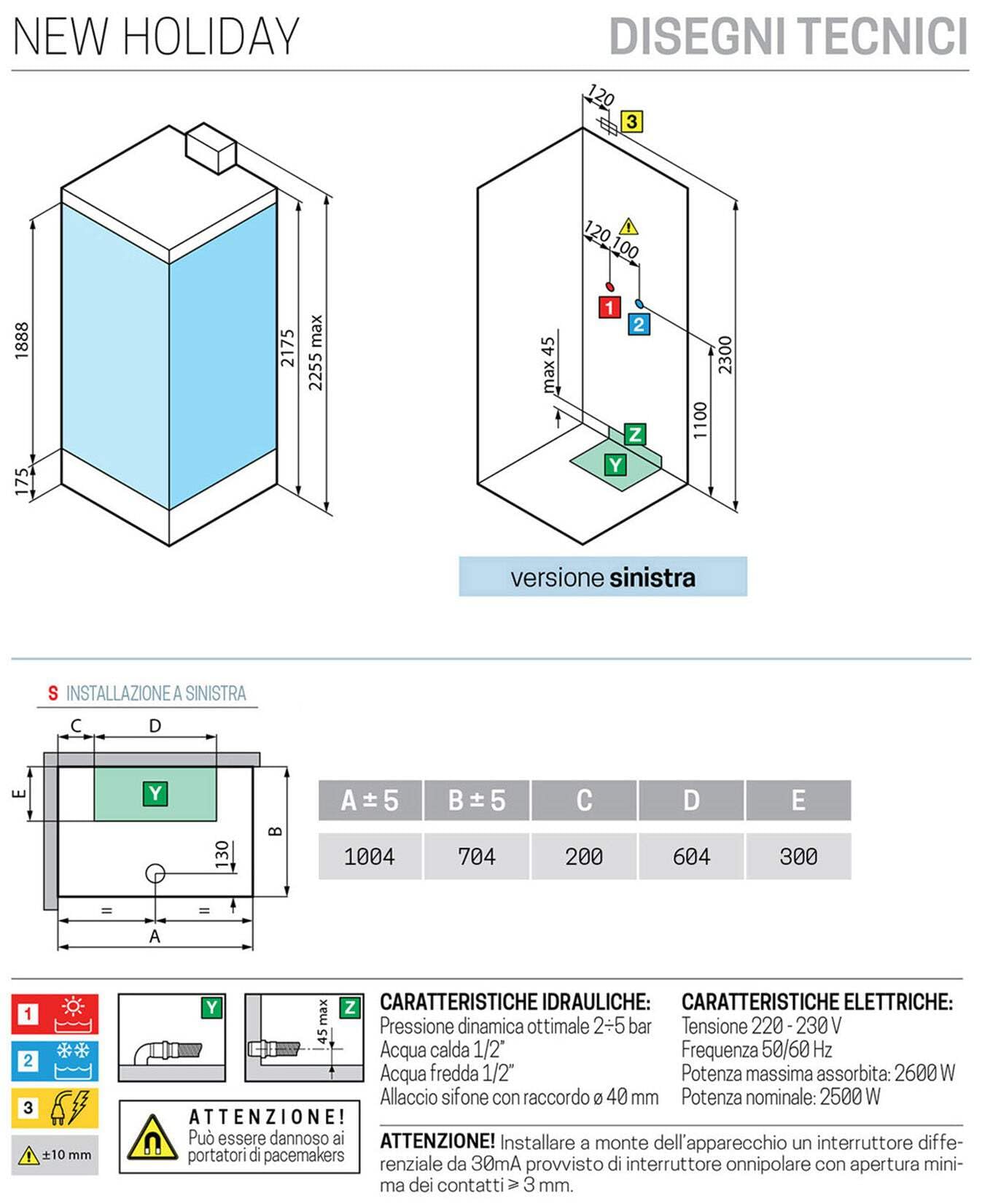 Novellini New Holiday 2P+F Hammam 100 x 70 cm Cabina de ducha multifunción apertura deslizante asiento izquierdo mezclador mecánico cristal Aqua perfil blanco hidromasaje Sauna estéreo, altura 225,5