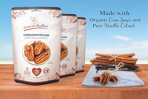 Miniatura 4 de Nuts on the Run Canela Pecans - Vegano, Kosher, sin gluten, sin OMG, 12 onzas (Paquete de 3 bolsas), pralinés de pacana vegano, garantía de