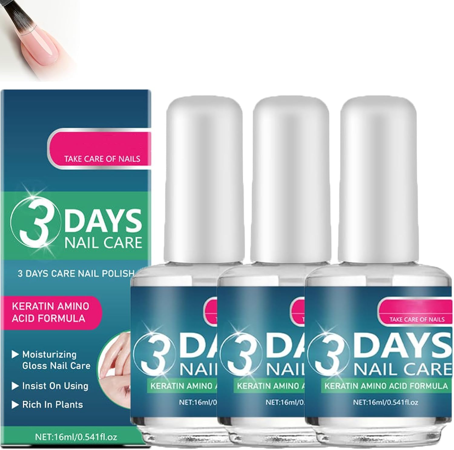 Cuidado de Uñas 3 Días, Aceite de Uñas de Secado Rápido y Alto Brillo, Aceite de Keratina Fortalecedor de 3 Días, Hidratante y Acondicionador para Mujeres y Hombres