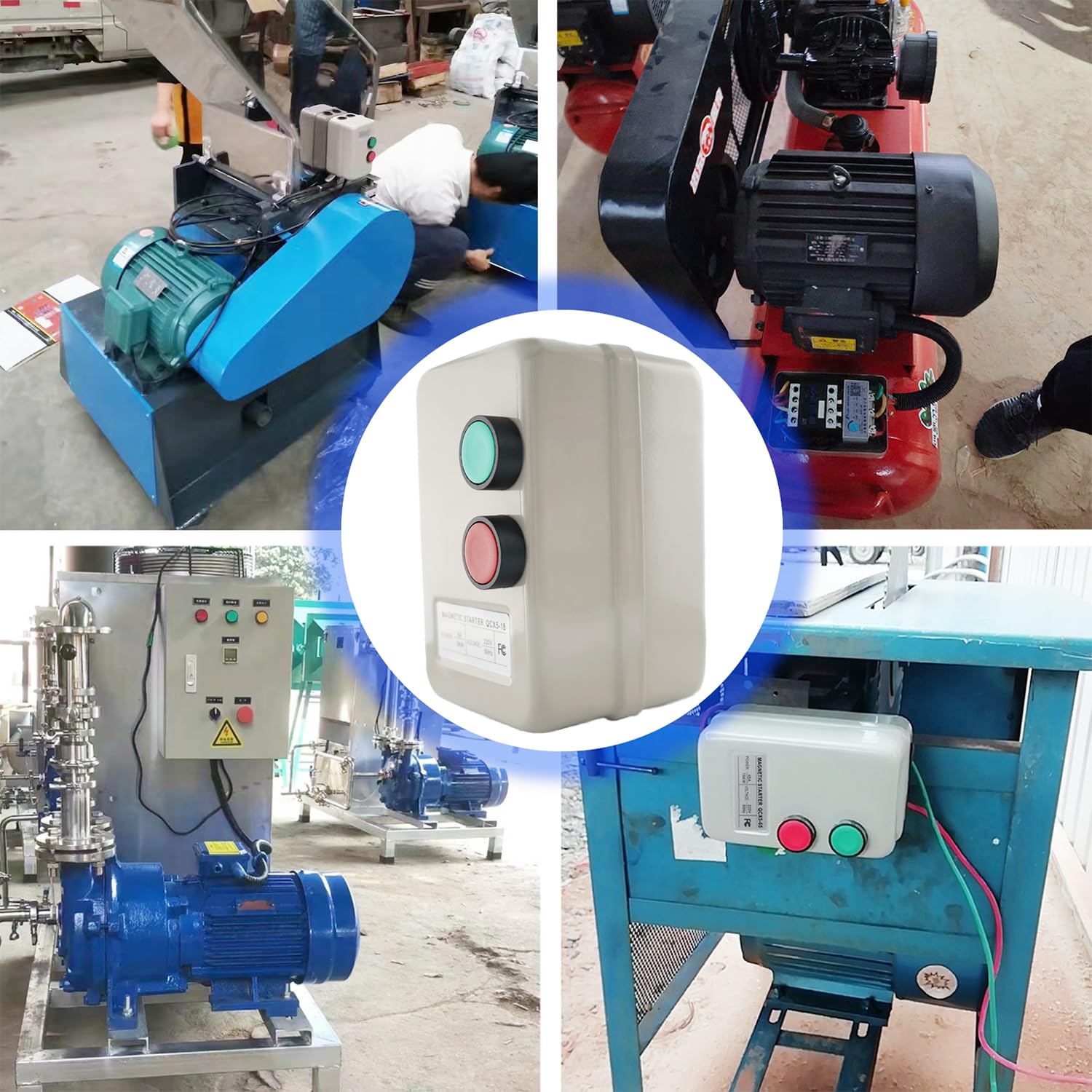 Arrancador magnético de motor eléctrico de 380 V, 5,5 KW-7,5 HP, para compresor de aire, interruptor trifásico/monofásico, arranque magnético
