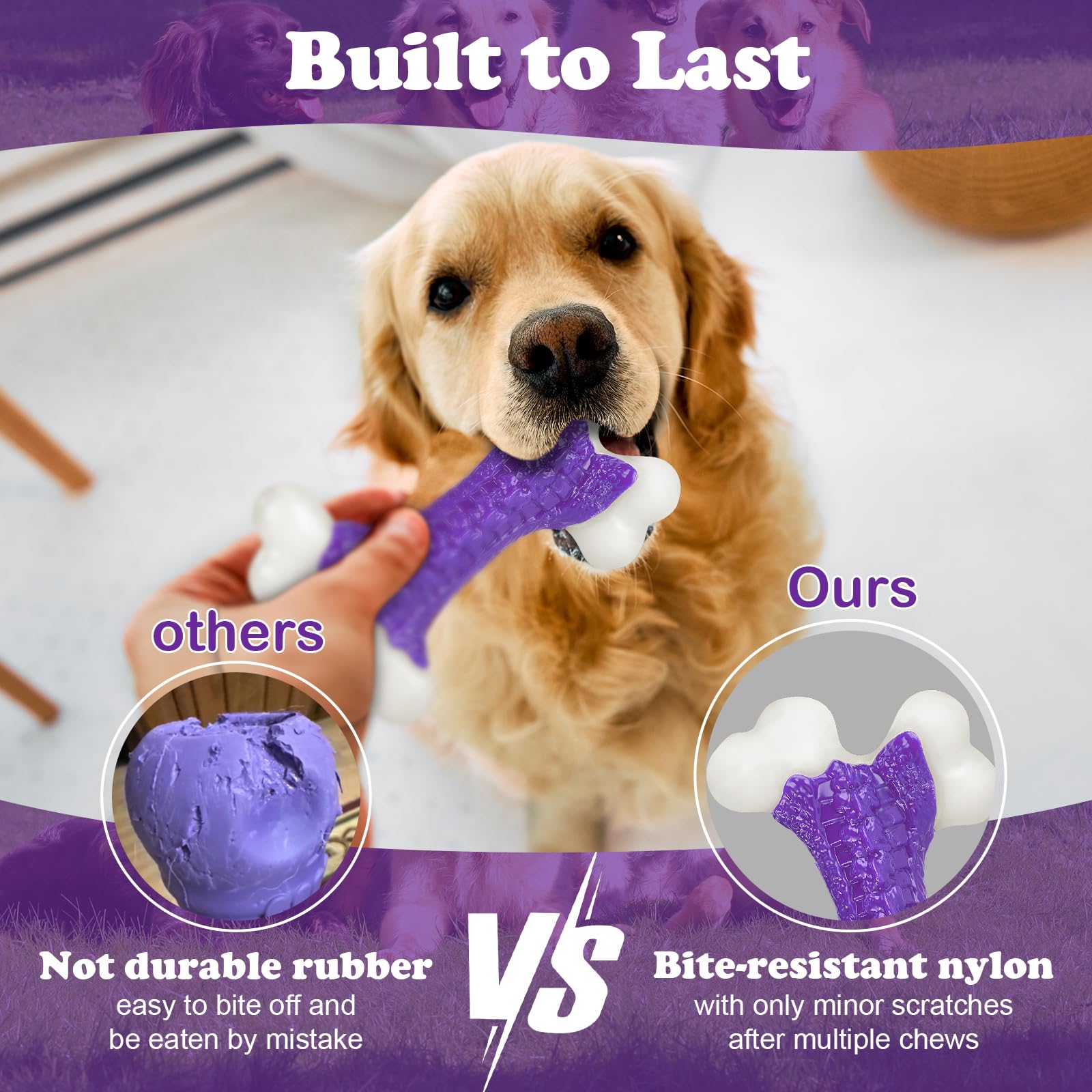 Kseroo Tough Dog Chew Toys for Aggressive Chewers Large Medium Breed Bone Toy Dog - Image 2