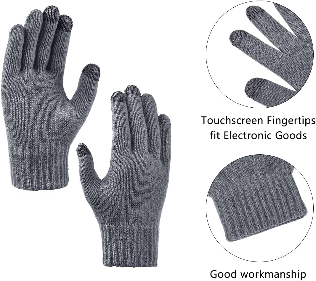 Womens Beanie Hat Scarf Gloves Set,Fleece Lined Winter Hat with Pom Pom,Long Knit Scarf Touchscreen Gloves for Cold Weather - Image 4