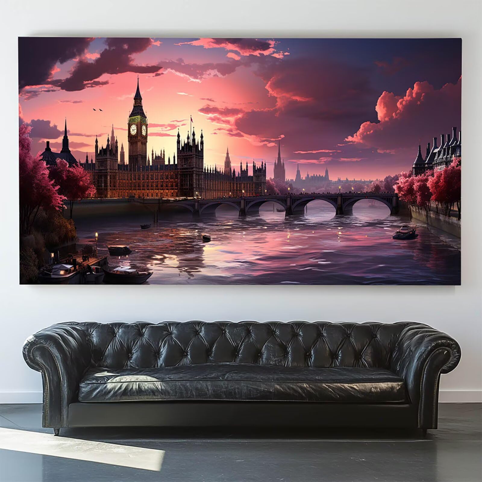 DIY Malen nach Zahlen Erwachsene London Malen nach Zahlen ab 7 jahre Mädchen Baum Kreativ set für Erwachsene mit Leinwand Acrylfarben set und Pinsel, Bastelset zum Bemalen für Wanddeko 100X200cm 9-D-0