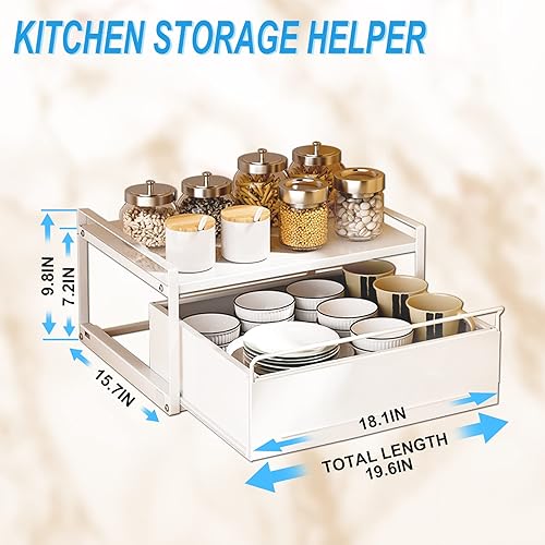 Miniatura 2 de Cesta deslizante apilable para utensilios de organización y almacenamiento, almacenamiento extraíble debajo del gabinete, cajón organizador grande