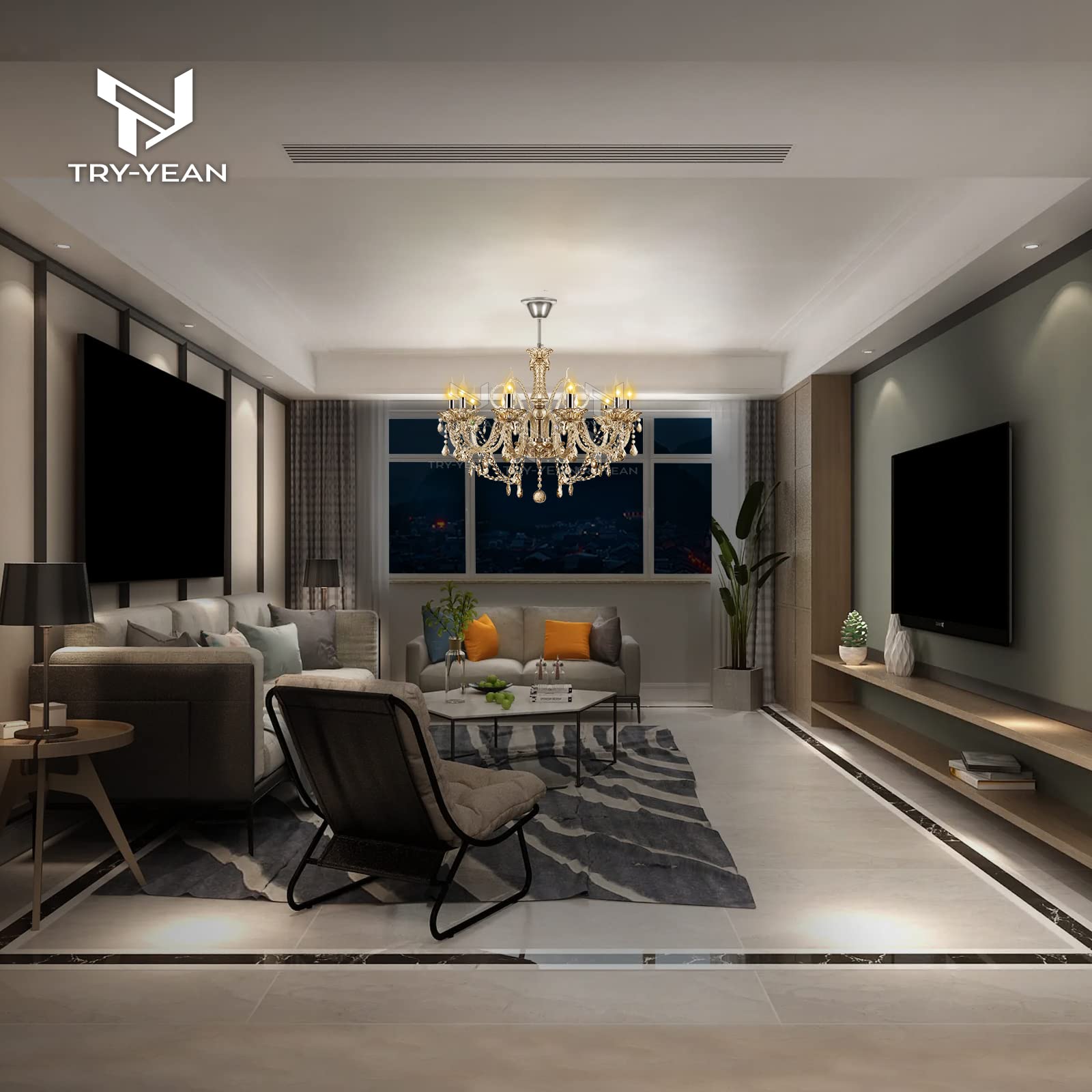 Lampada a 10 Braccia Moderno Lampadario in Cristallo Sospensione Cognac E14 Plafoniera Soffitto K9 Illuminazione Candela Regolabile per Camera da Letto, Soggiorno, Sala da Pranzo, Corridoio