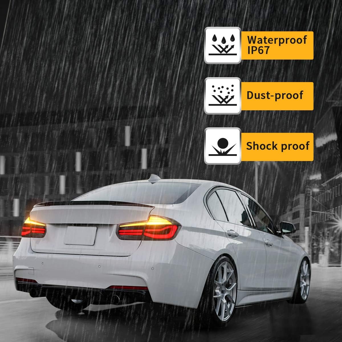 VLAND Led Tail Lights Compatible with BMW 3-Series BMW F30 F35 F80 320i 328i 328D 335i M3 6th gen sedan 13-18 with Amber Switchback Turn Signals (Smoke Styles)