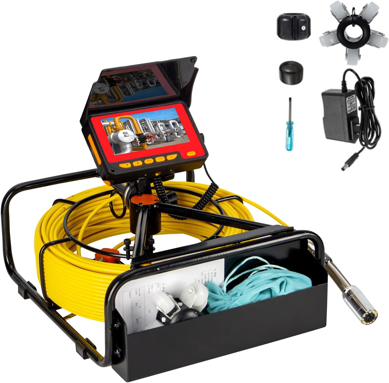 Sewer Camera,SYANSPAN 23MM Camera Head with 12LEDs Drain Camera 16GB TF Card with DVR Recording,8500mAh Battery Can Work for 12 Hours Waterproof IP68 Industrial Endoscope Camera (65FT/20M DVR)