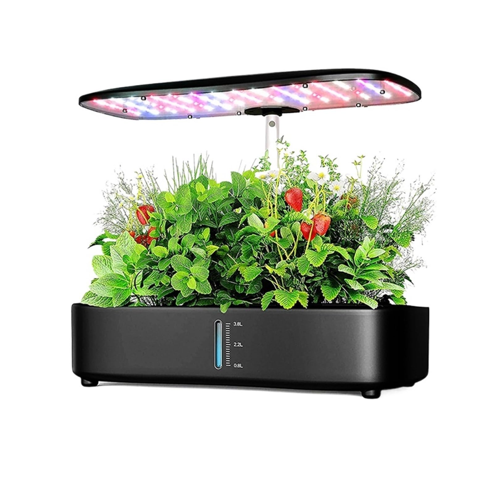 Grow Light, Kit de sistema de cultivo hidropónico, kit de jardín de hierbas inteligente de 12 cápsulas for interior, jardín de interior, con LED de cultivo de 24 W, color negro